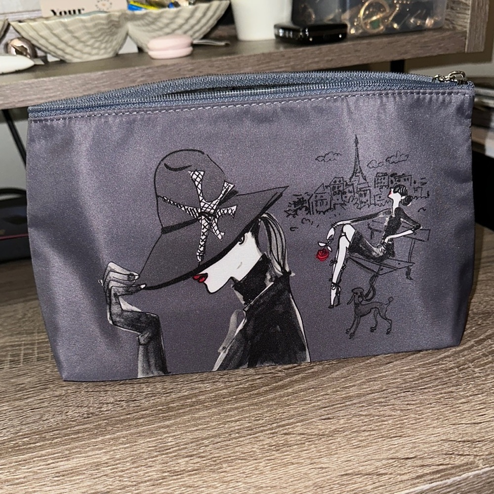 Lancome Gray Toiletry Bag with Artistic Design